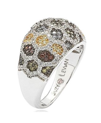 Suzy Levian Sterling Silver Cubic Zirconia Multi-Color Honeycomb Ring