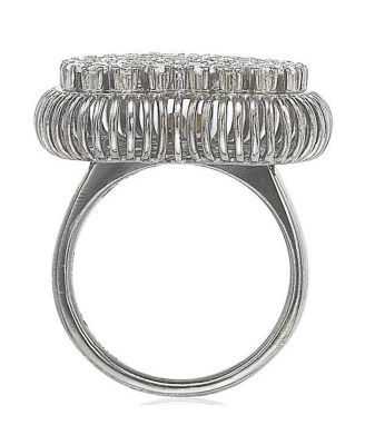 Suzy Levian Sterling Silver Cubic Zirconia Pave Heart Elevated Statement Ring