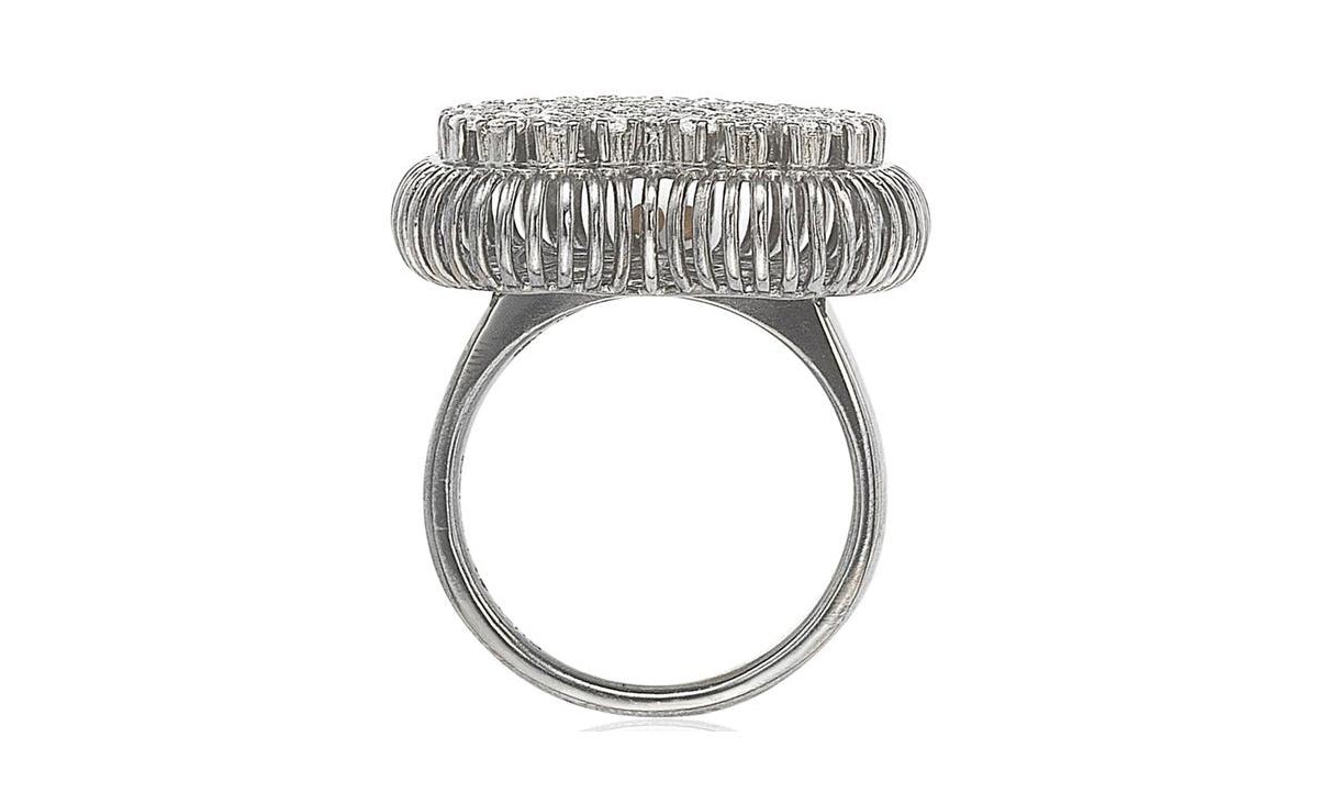 Suzy Levian New York Sterling Silver Cubic Zirconia Pave Heart Elevated Statement Ring