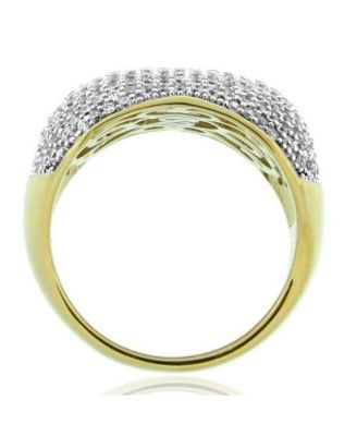 Suzy Levian Sterling Silver Cubic Zirconia Modern Pave Wide Band Ring