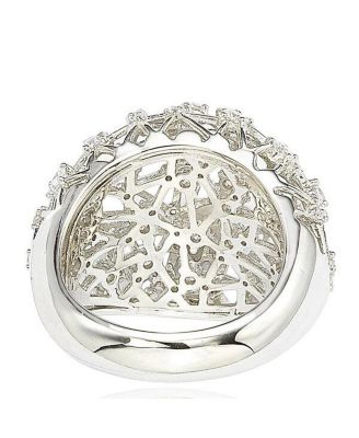 Suzy Levian Sterling Silver Cubic Zirconia Double Layer Open Web Ring