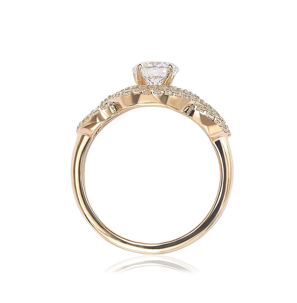 Suzy Levian New York Suzy Levian Sterling Silver Cubic Zirconia Swirl Halo Engagement Ring