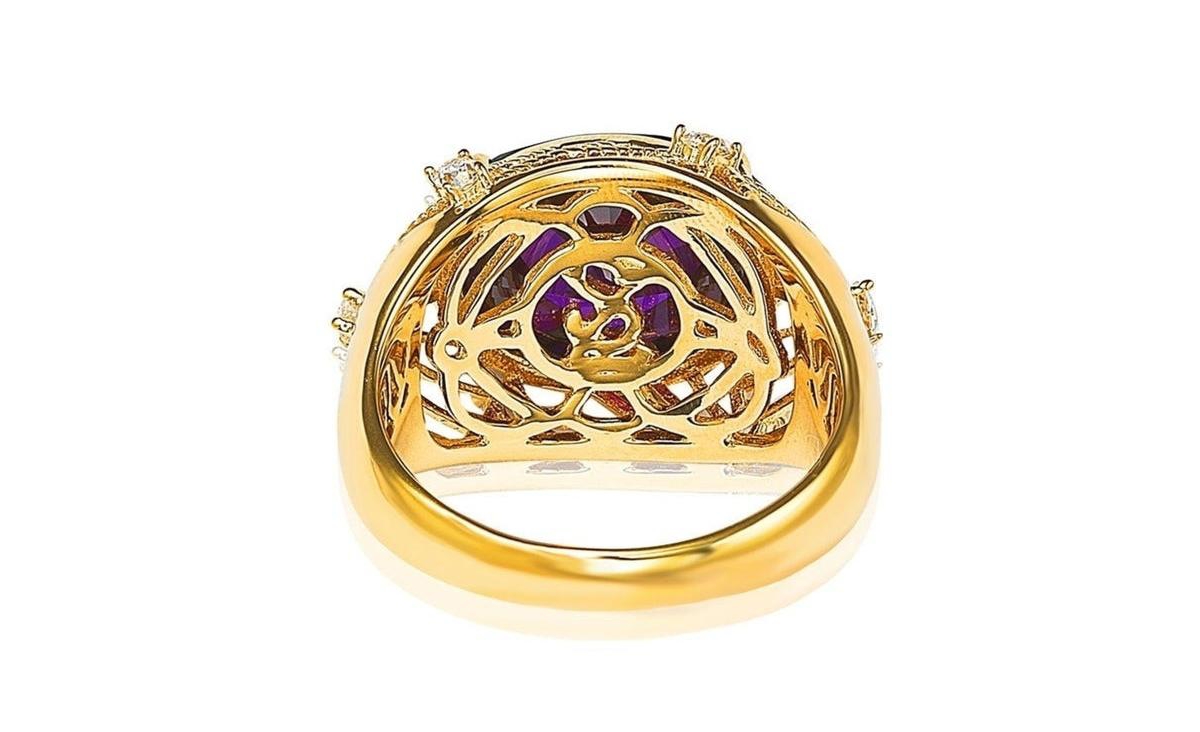 Suzy Levian New York Suzy Levian Sterling Silver Cubic Zirconia Checkered-cut Oval Webbed Ring