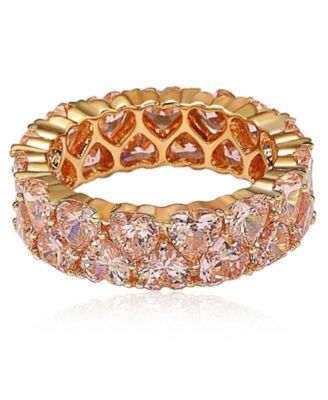 Suzy Levian Sterling Silver Cubic Zirconia Heart Cluster White Eternity Band