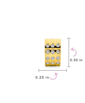 Channel Set 3 Row Cubic Zirconia CZ Wide Mini Hoop Huggie Earrings Silver Black Rose Yellow Gold Plated Steel Stainless