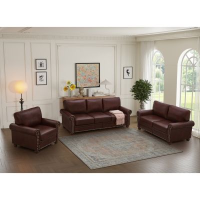 Burgundy Faux Leather Sectional Sofa
