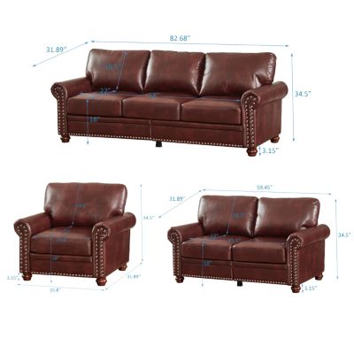 Burgundy Faux Leather Sectional Sofa