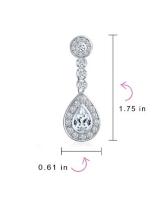 Teardrop Halo Cubic Zirconia Pave CZ Dangle Statement Clip On Dangle Earrings Rose Gold Plated