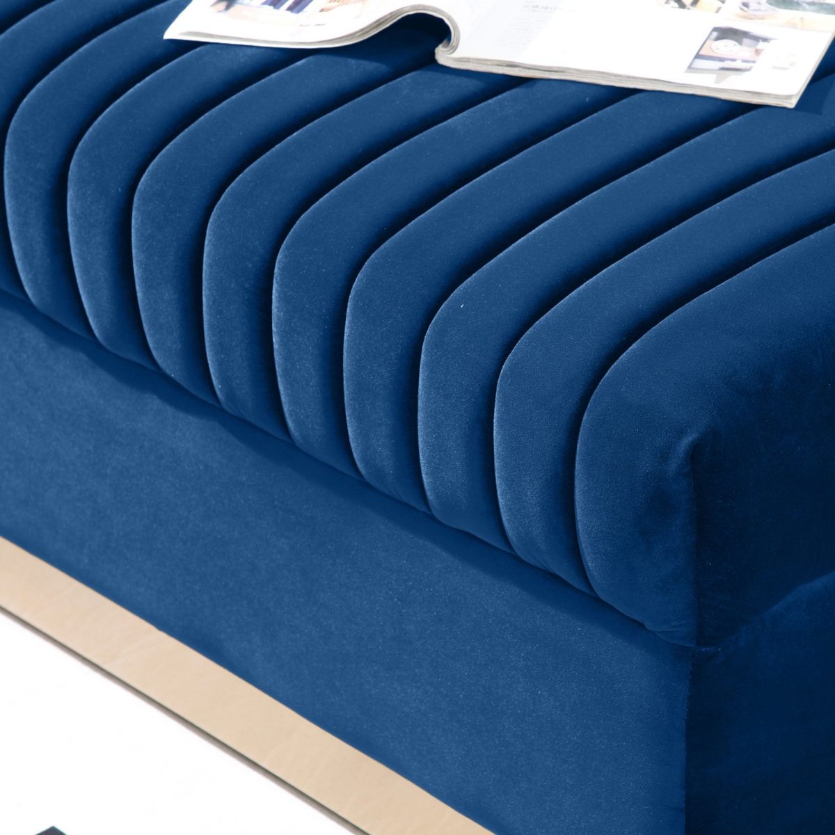Streamdale Furniture Modern Blue Velvet Sofa Loveseat Set With Pillows