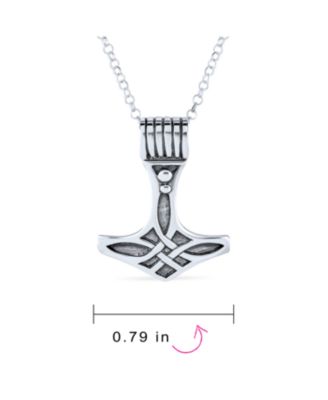 Amulet Celtic Knot Hammer Pendant Necklace For Women Oxidized Sterling Silver
