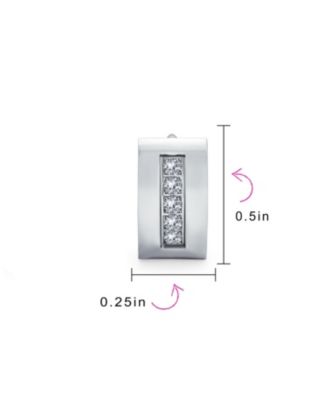 Unisex Channel Set 3 Row Cubic Zirconia CZ K-pop Wide Mini Hoop Huggie Earrings For Men For Women Black Plated Steel Stainless