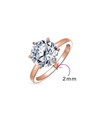 Classic Timeless Cubic Zirconia 3CT CZ 6 Prong Setting Round Solitaire Promise Ring Thin Band Sterling Silver