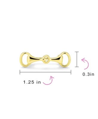 Equestrian Gift Double Bit Horse Snaffle Brooche Pin 14K Gold Plated Silver
