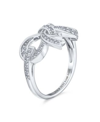 Holiday Party Cubic Zirconia Pave CZ Ribbon Band Bow Ring Sterling Silver