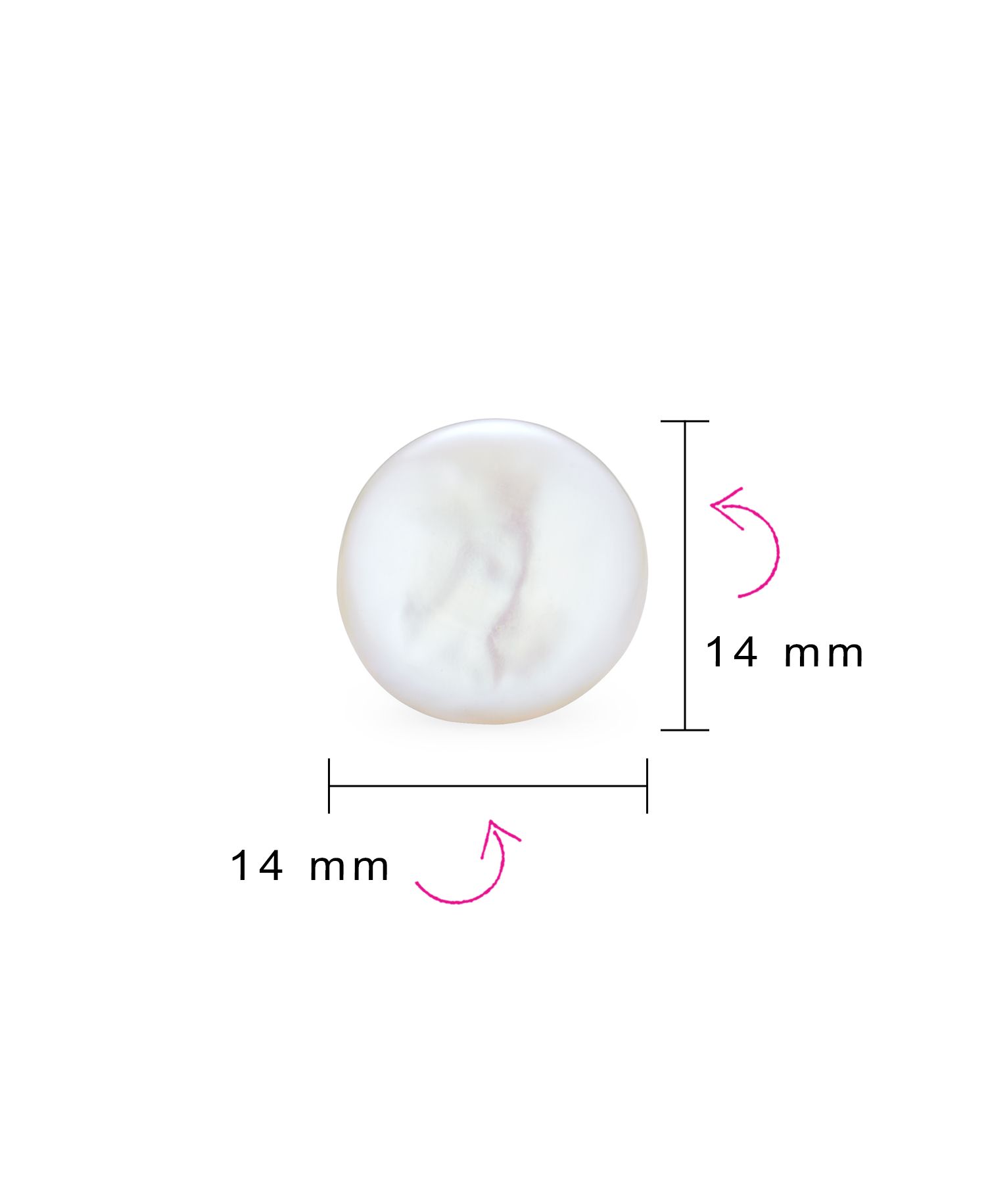 White Biwa Baroque Irregular Round Coin Pearl Stud Earrings Sterling Silver