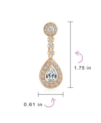 Art Deco Style Cubic Zirconia CZ Statement Teardrop Chandelier Clip On Dangle Earrings