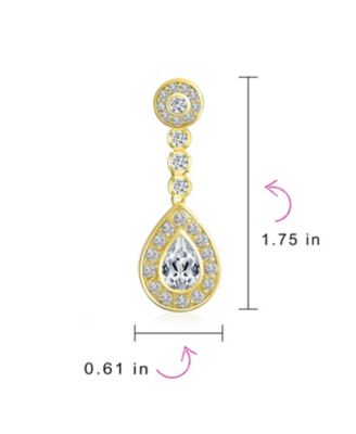 Art Deco Style Cubic Zirconia CZ Statement Teardrop Chandelier Clip On Dangle Earrings