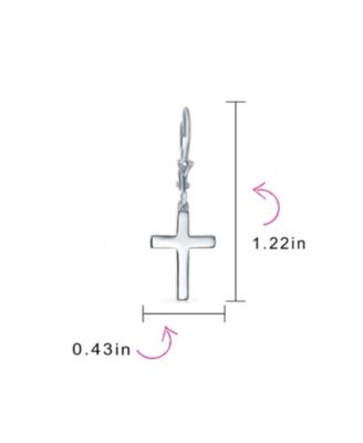 Minimalist Religious Cross Dangle Earrings 14K Gold Plated Sterling Silver