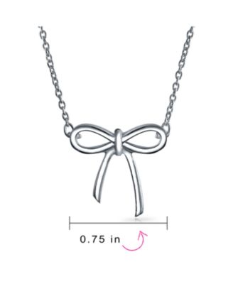 Minimalist Holiday Bow Ribbon Pendant Station Pendant Necklace Sterling Silver