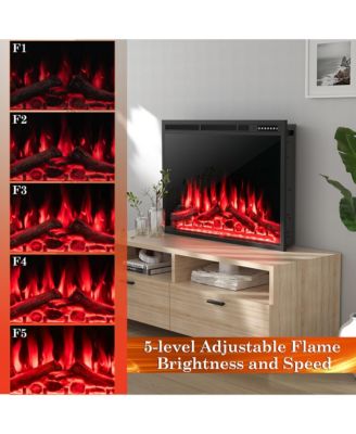 Electric Fireplace Insert Heater Log Flame Effect w/ Remote Control