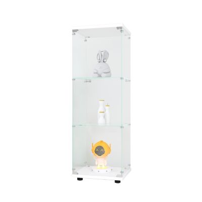 White Glass Display Cabinet with 3 Shelves