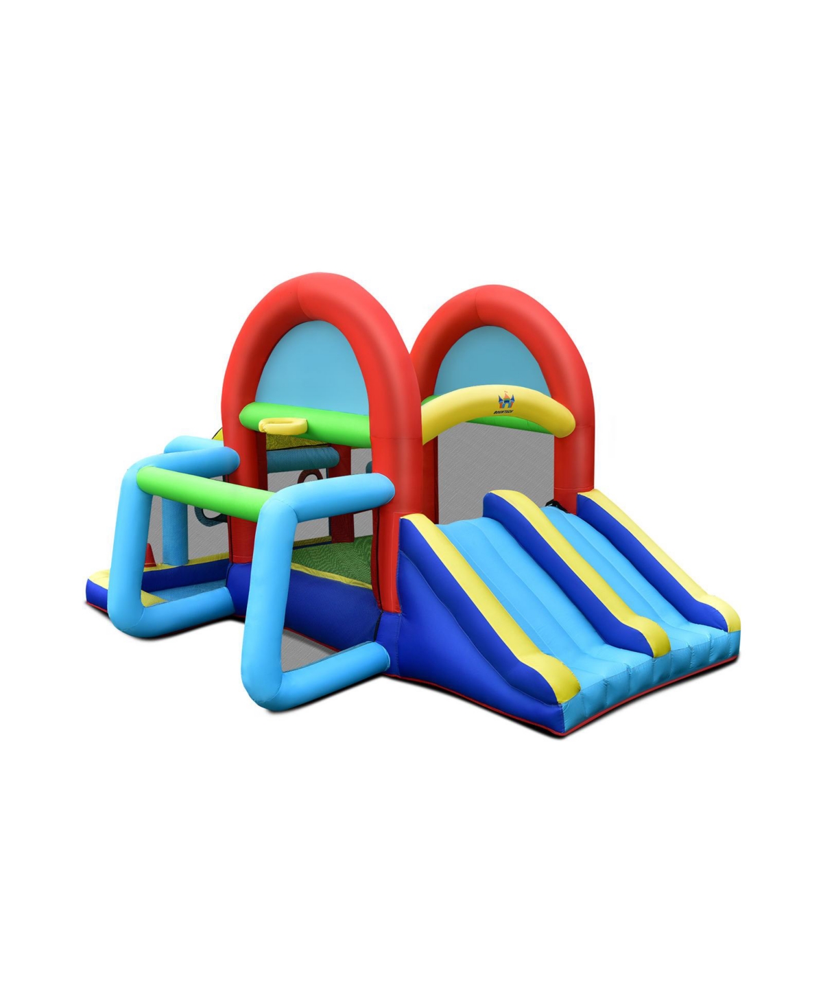 Inflatable Jumping Castle Bounce House with Dual Slides without Blower - Blue, Green, Red, Yellow