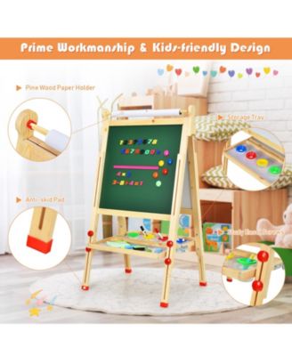 Kids Art Easel with Paper Roll Double-Sided Regulable Drawing Easel Plank