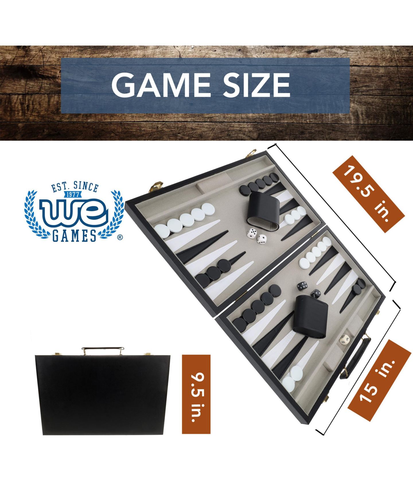 Детская настольная игра WE Games Travel Classic Backgammon Board Game, Ages 14+, цвет: Чёрный — фото 5