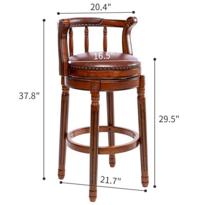 29.5" Brown Wooden Swivel Barstool