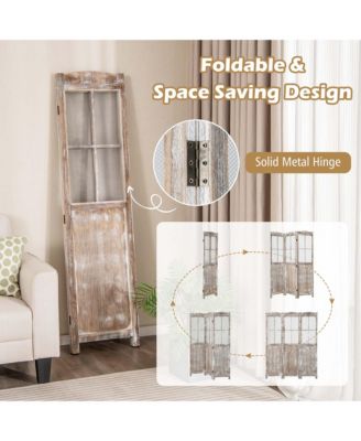 6FT Retro 3-Panel Room Divider Folding Privacy Screen Freestanding Wall Divider