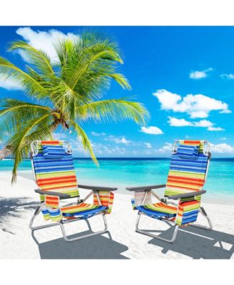 4-Pack Folding Backpack Beach Chair 5-Position Outdoor Reclining Chairs