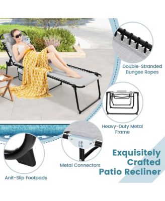 2 PCS Folding Chaise Lounge Chair Portable Sun Lounger with Adjustable Backrest