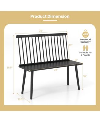 Entryway Bench for 2 Windsor Rubber Wood Dining Bench with Spindle.