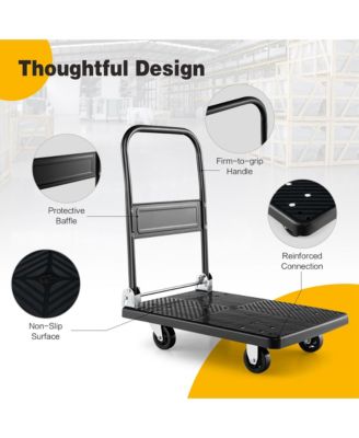 28'' x 19'' x 32''  Folding Push Cart Dolly Platform Hand Truck with 360° Swivel Wheels 440LBS Capacity