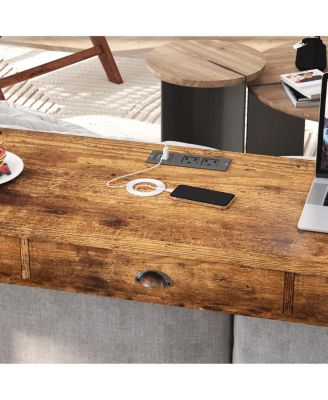 Streamdale 3-Drawer Dining Table Set with Outlets & Bar Stools