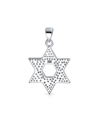 Hanukkah Magen Judaic White Synthetic Opal Inlay Star Of David Pendant Necklace Bat Mitzvah Sterling Silver