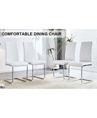 PU Leather Dining Chairs, Set of 4, White