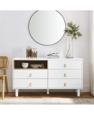 Multifunctional 5-drawer cabinet with leather handles