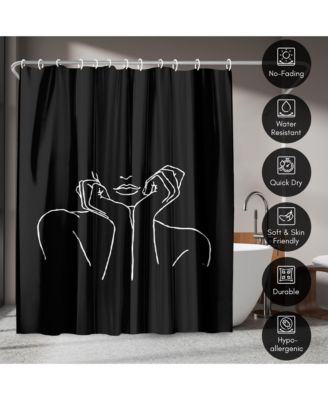Abstract Shower Curtain - Thinking Black by Martina