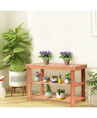 2-Tier Bamboo Shoe Bench Storage Racks Seat Organizer Entryway Hallway
