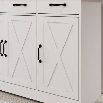Streamdale White Farmhouse Buffet Cabinet with Drawers and Doors