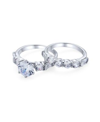 Classic Cathedral Cocktail Statement Ring Baguette CZ Side Stones Solitaire