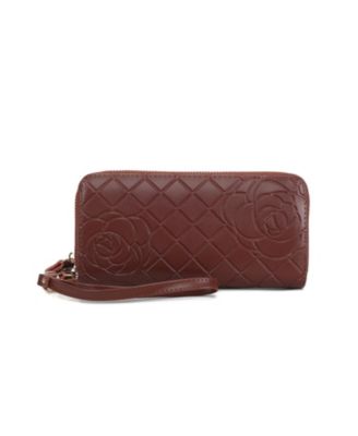 MKF Collection Honey Genuine Material Quilted Flower-Embossed Wristlet ...