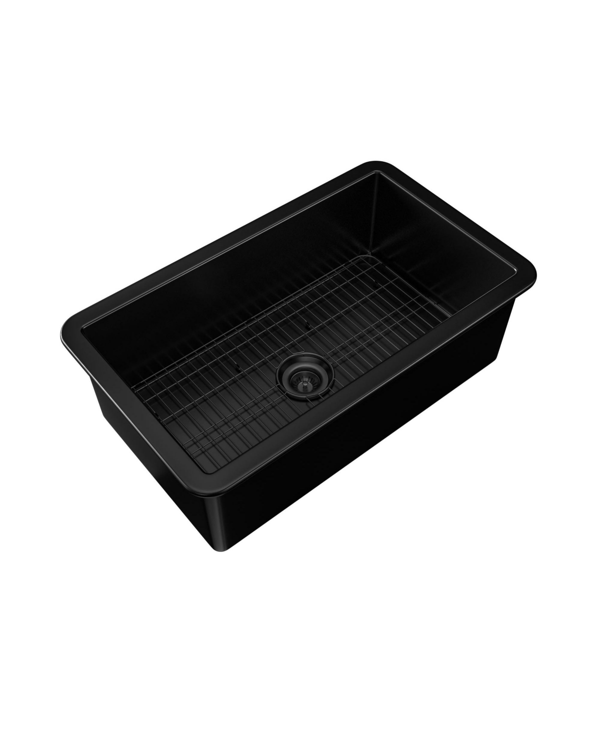 Mondawe Undermount in. Single Bowl Fireclay Kitchen Sink Comes With Stainless Steel Bottom Grid and Strainer