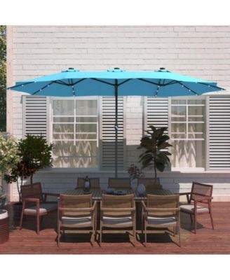 Outdoor Double-Sided Patio Umbrella with Base 36 LED Light Market Umbrella with Cover