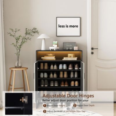 Streamdale Modern Motion Sensor Night Light Shoe Cabinet with Adjustable Shelves