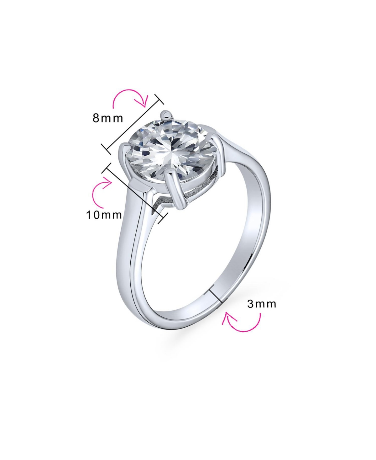 Bling Jewelry Simple 3CT Classic Cz Cubic Zirconia Oval Solitaire Promise Ring SterlingFor Women Ring - Silver