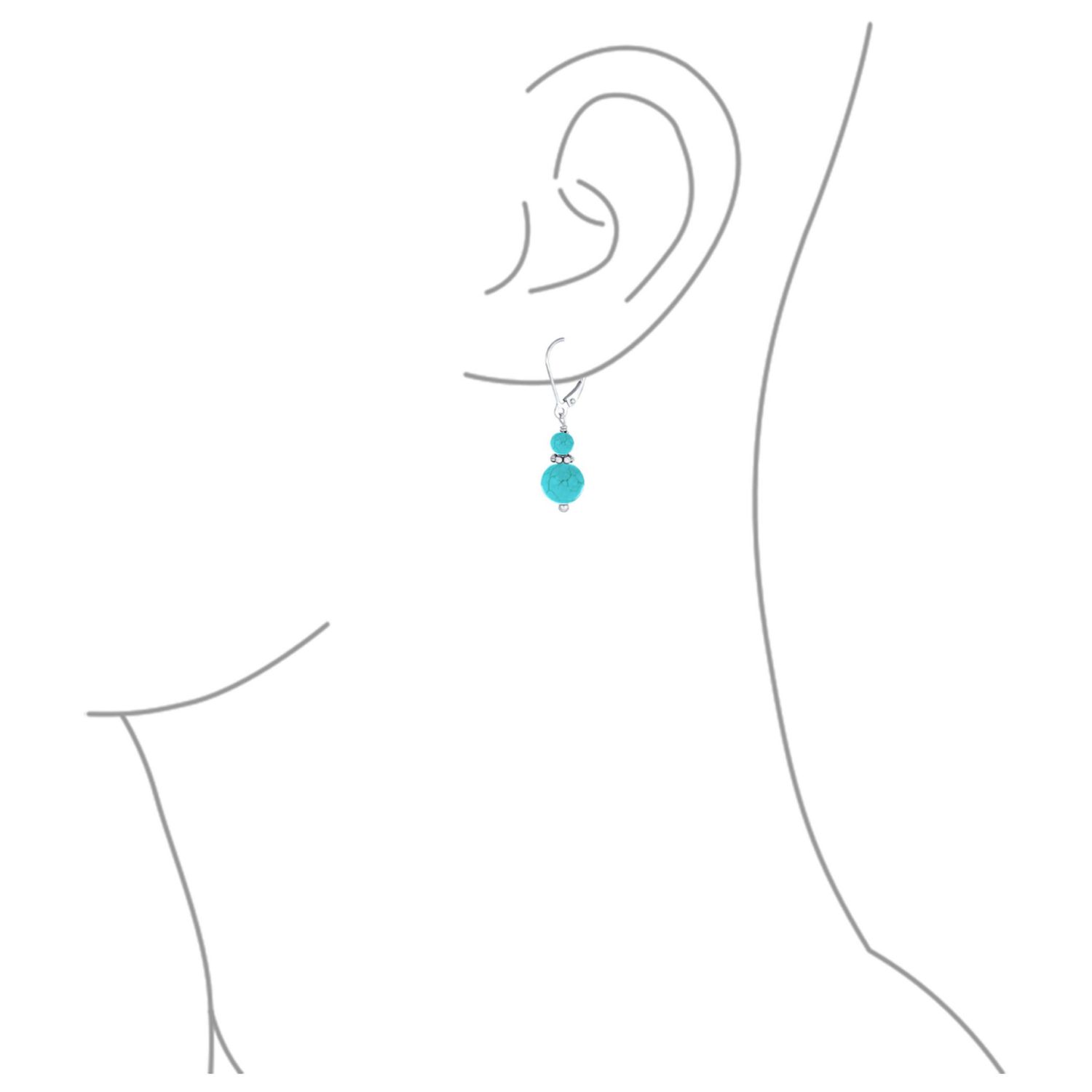 Bali Style Green Aventurine Double Bead Dangle Earrings Sterling Silver