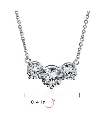 3 Stone CZ Past Present Future Solitaire Cubic Zirconia Necklace