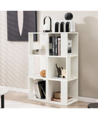 3-Tier 6 Cube White Freestanding Bookcase with Anti-toppling Device